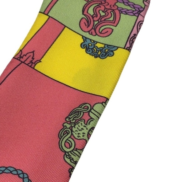 Authentic Hermes Tour De Cles Silk Twilly Scarf - Picture 4 of 9